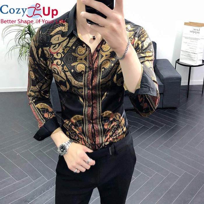 Black and gold mens dress shirt